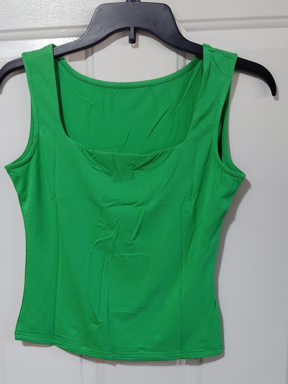 DWNVAL Women's Green Sexy Square Neck Double Lined Halter Slim Crop Top Sz Small